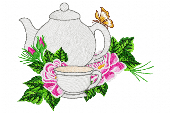 Butterfly Tea Garden Embroidery