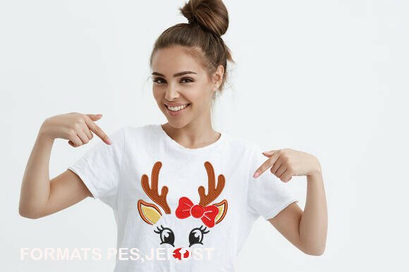 Christmas Deer Face Embroidery Design
