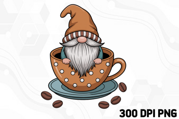 Coffee Gnome in Mug Embroidery Design