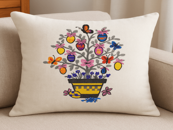 Easter Egg Tree Embroidery Design