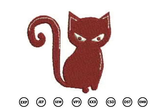 Halloween Cat Embroidery Design