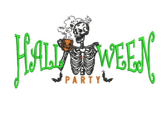 Halloween Party Embroidery Design