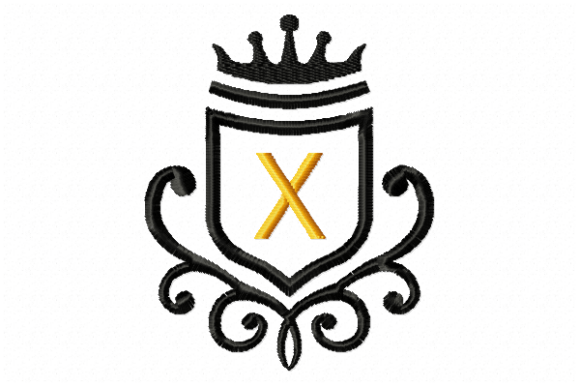 Vintage Royal Letter X Embroidery Design